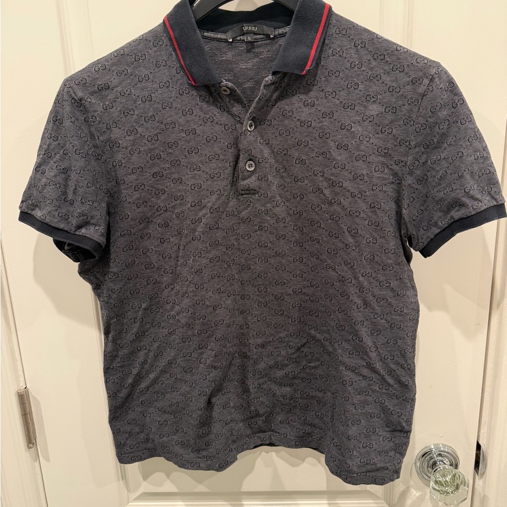 Gucci Dark Gray Polo with Red Accents